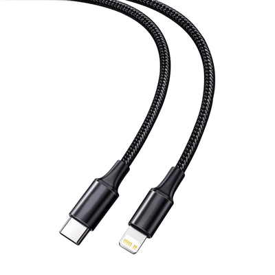 नायलॉन ब्रेडेड कवर के साथ काले रंग की USB फास्ट चार्जिंग केबल 10Gbps ट्रांसफर स्पीड