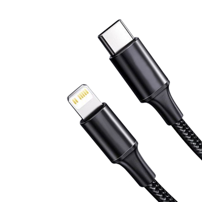 नायलॉन ब्रेडेड कवर के साथ काले रंग की USB फास्ट चार्जिंग केबल 10Gbps ट्रांसफर स्पीड