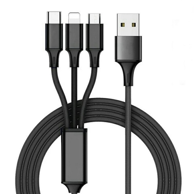 3 इन 1 2.4A USB चार्जिंग डेटा केबल टाइप C मल्टी पोर्ट फंक्शन OEM ODM