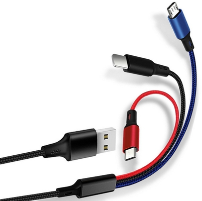 3 इन 1 2.4A USB चार्जिंग डेटा केबल टाइप C मल्टी पोर्ट फंक्शन OEM ODM