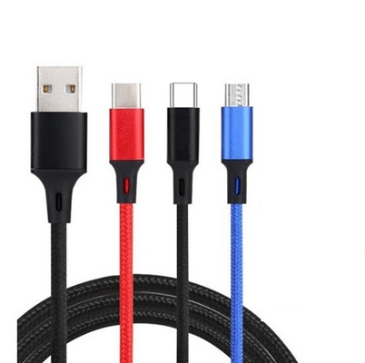 3 इन 1 2.4A USB चार्जिंग डेटा केबल टाइप C मल्टी पोर्ट फंक्शन OEM ODM