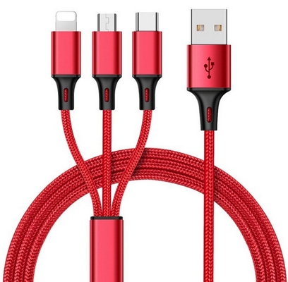 3 इन 1 2.4A USB चार्जिंग डेटा केबल टाइप C मल्टी पोर्ट फंक्शन OEM ODM