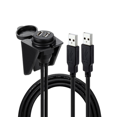 कार मोटरसाइकिल के लिए वाटरप्रूफ USB2.0 डुअल USB पोर्ट केबल 1 मीटर