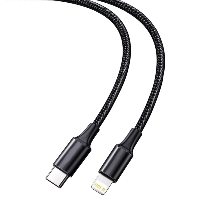 नायलॉन ब्रेडेड कवर के साथ काले रंग की USB फास्ट चार्जिंग केबल 10Gbps ट्रांसफर स्पीड